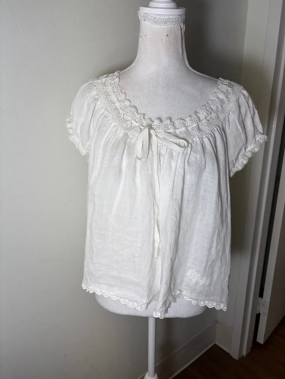 Doen White Cap Sleeve Marinette Top Sz M